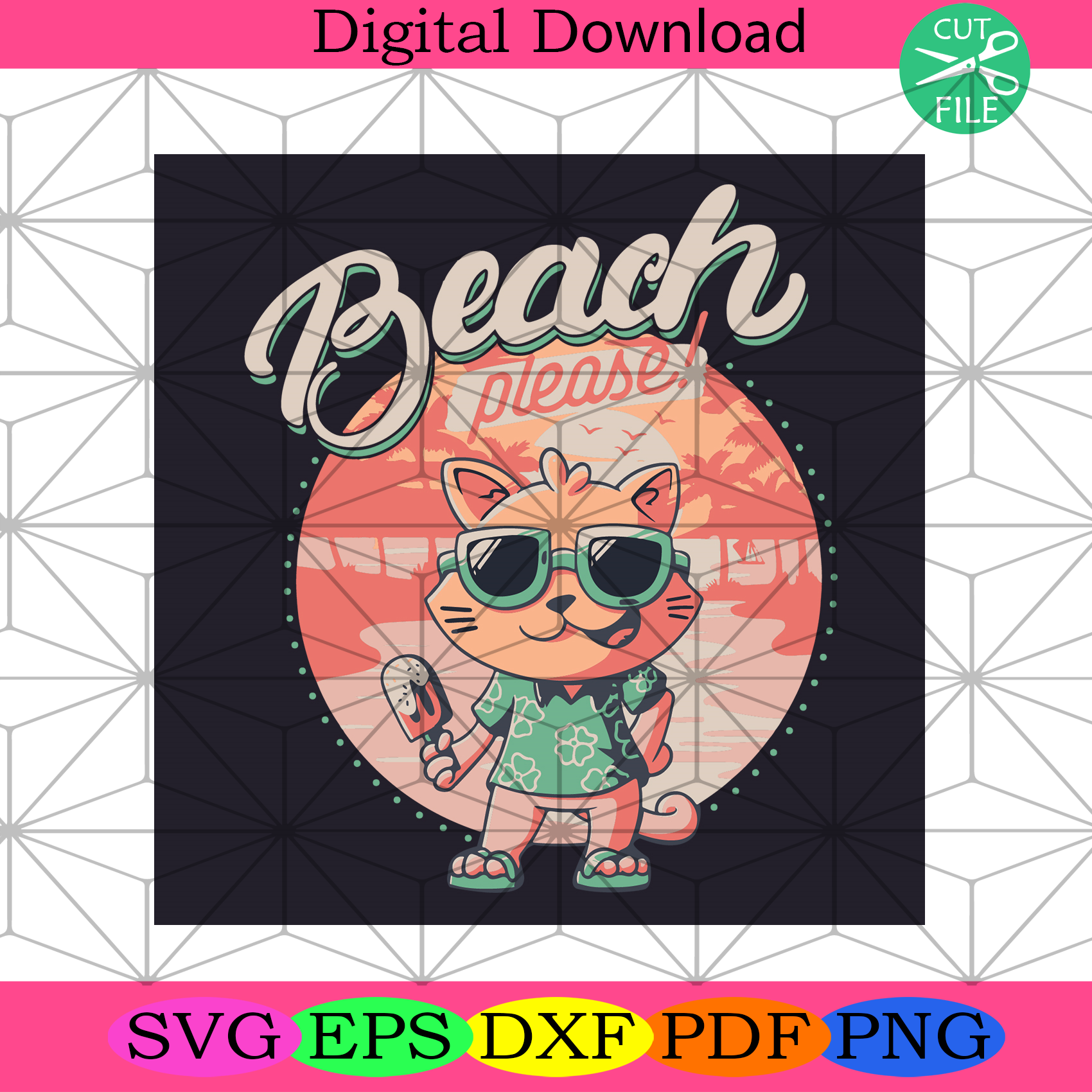 Beach Please Funny Summer Cat Svg Trending Svg, Beach Svg