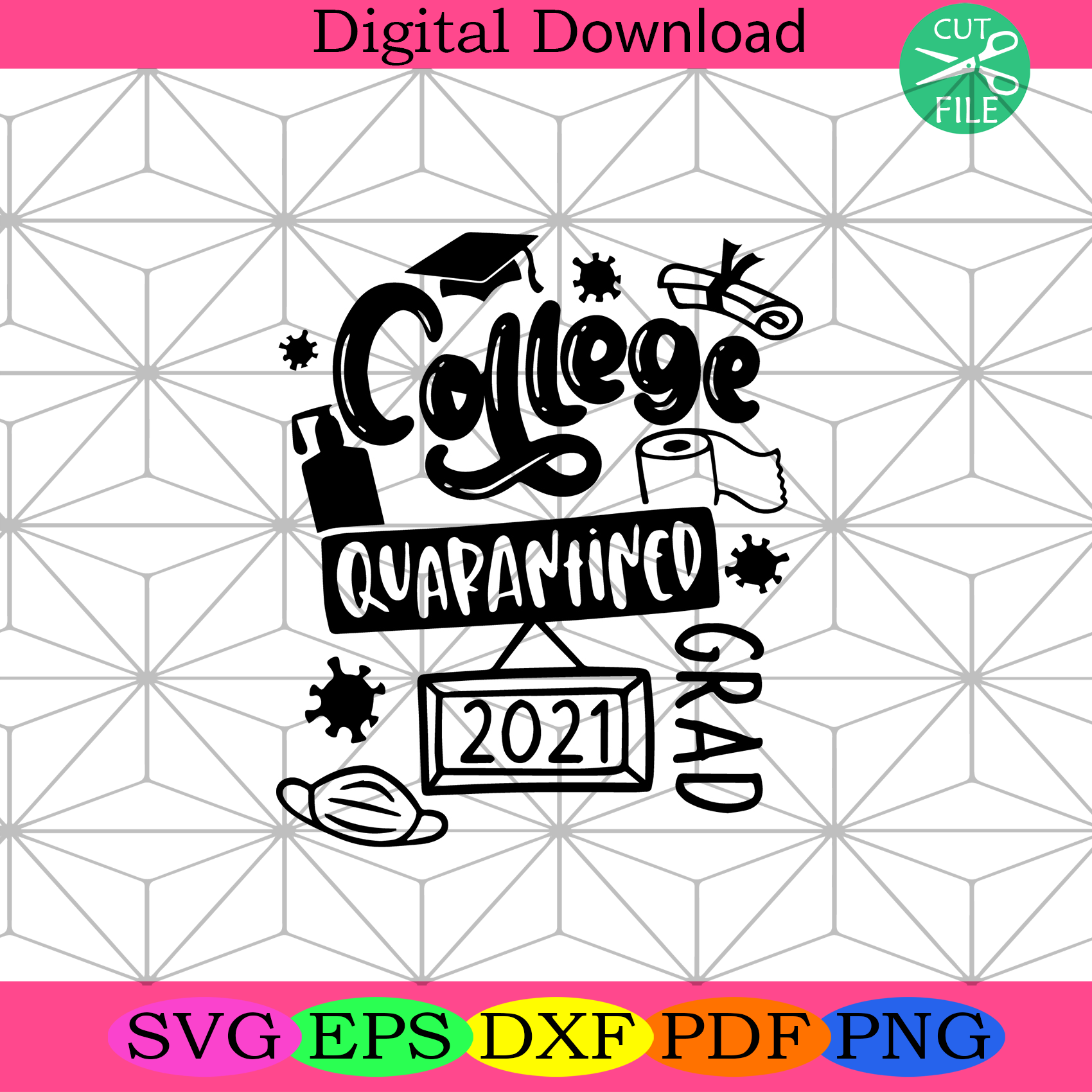 College Quarantined 2021 Grad Svg Trending Svg, College Svg