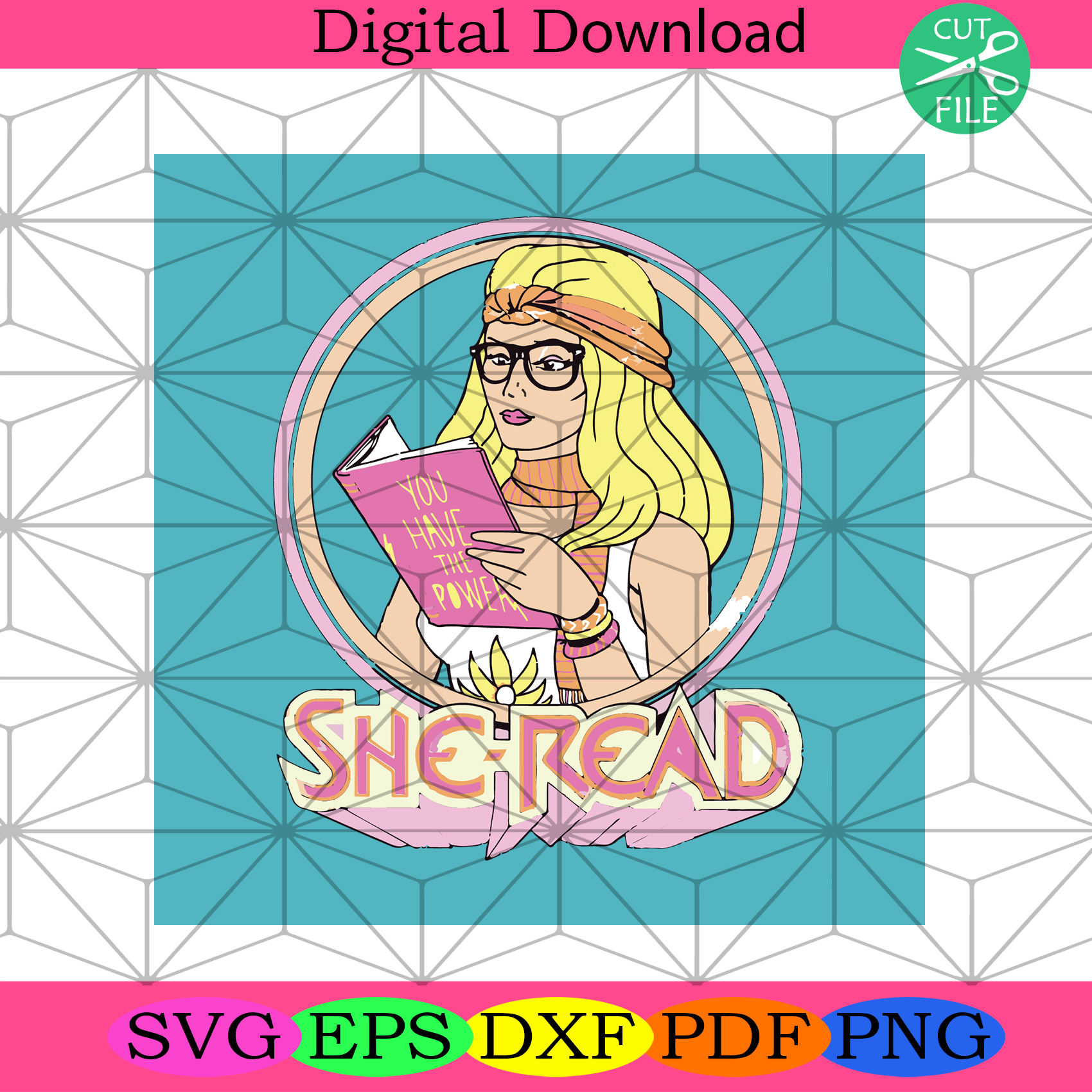 She Read Svg Trending Svg, Woman Svg, Girl Svg, Reading Girl Svg