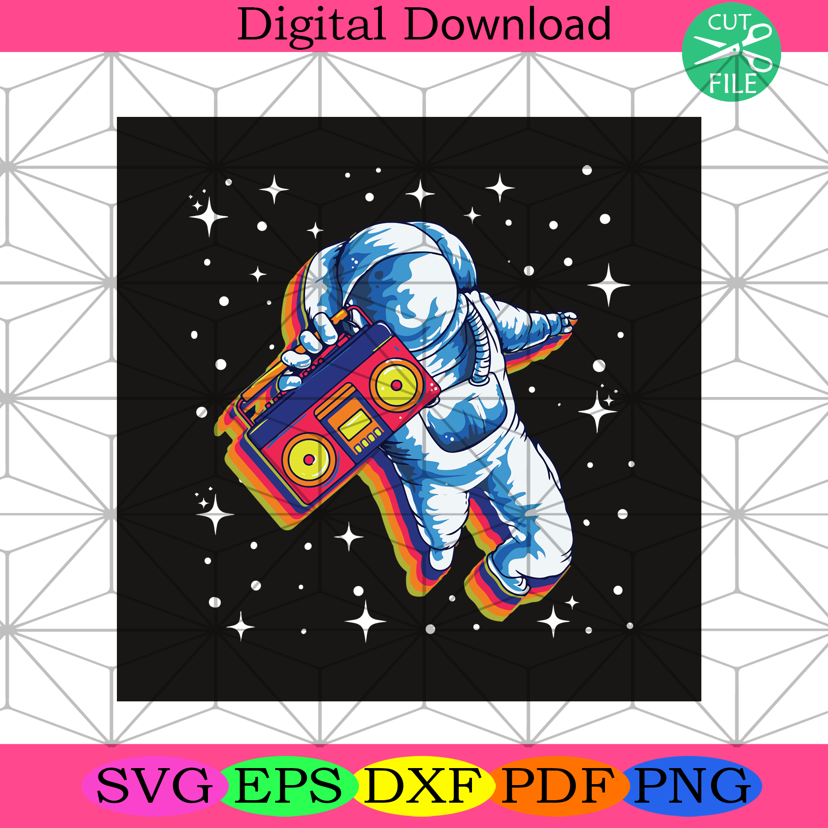 Space Astronaut Boom Box Radio Svg Trending Svg, Space Astronaut Svg