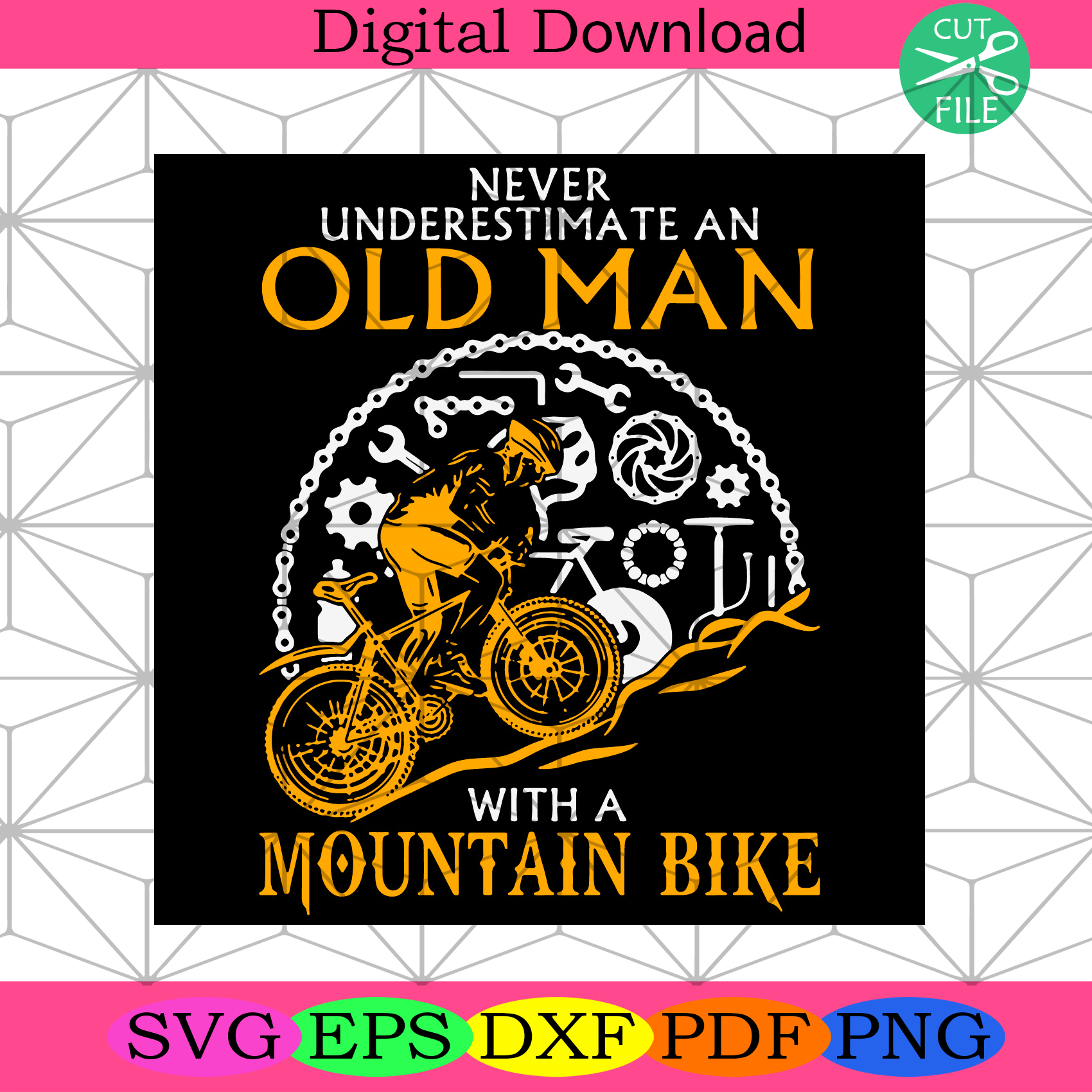 Never Underestimate An Old Man With A Mountain Bike Svg Trending Svg