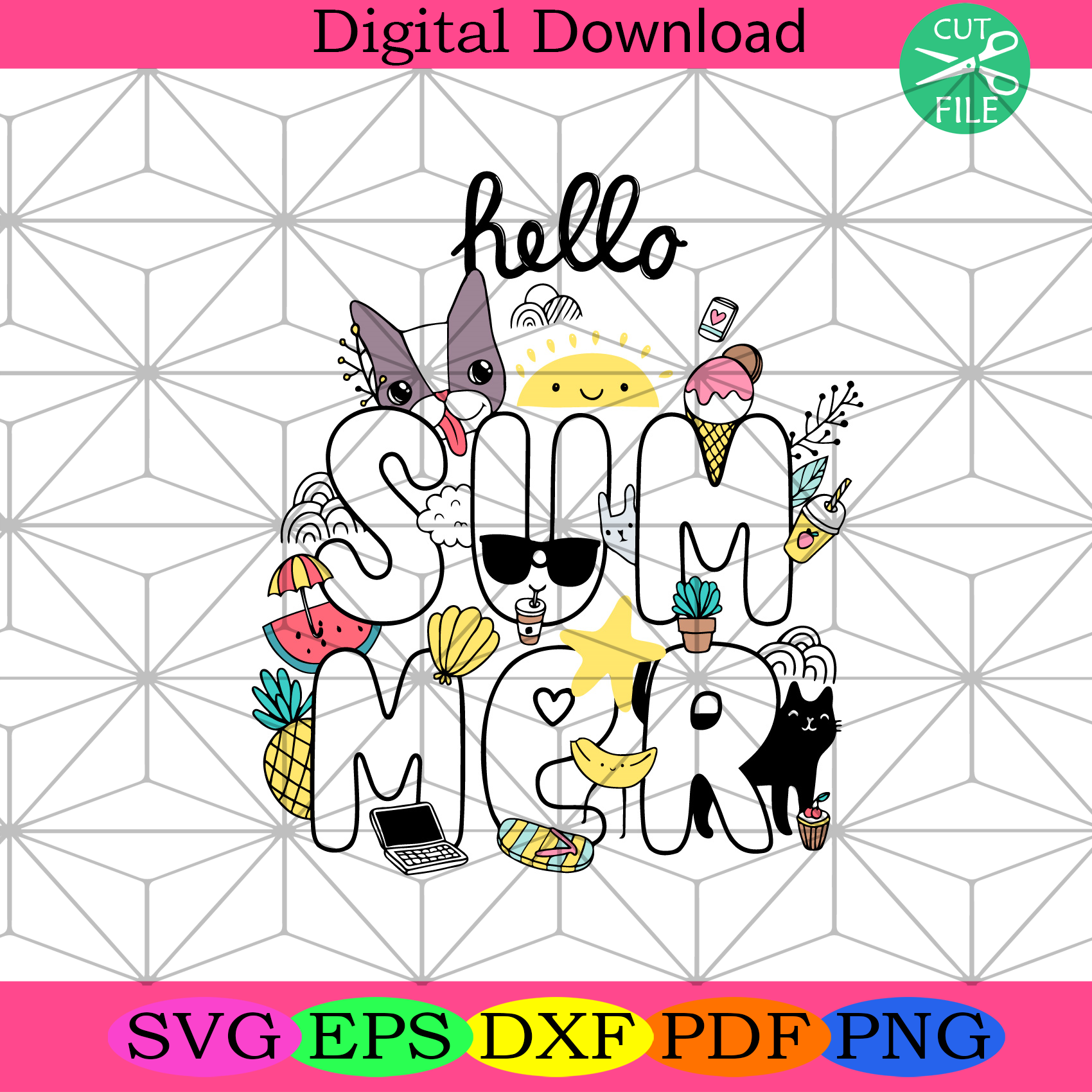 Hello Sumer Svg Trending Svg Summer Svg Dog Svg Sun Svg Animals S Silkysvg