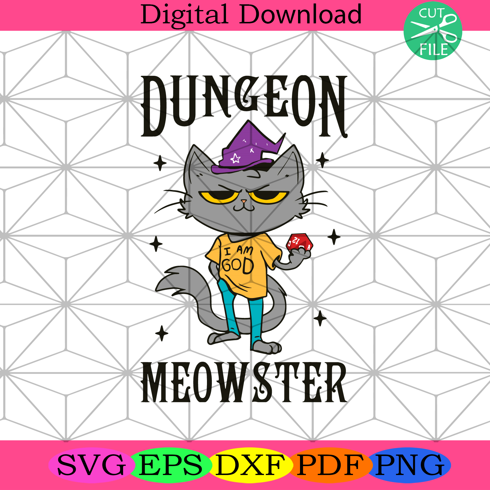 Dungeon Meowster Svg Trending Svg, Cat Svg, Witch Cat Svg