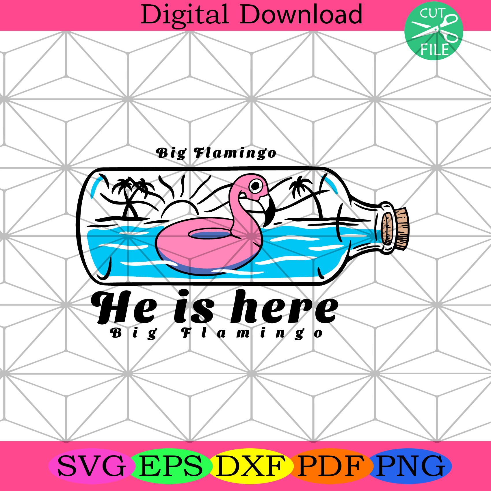 Big Flamingo Svg Trending Svg, Flamingo Svg, Bottle Svg, Water Svg