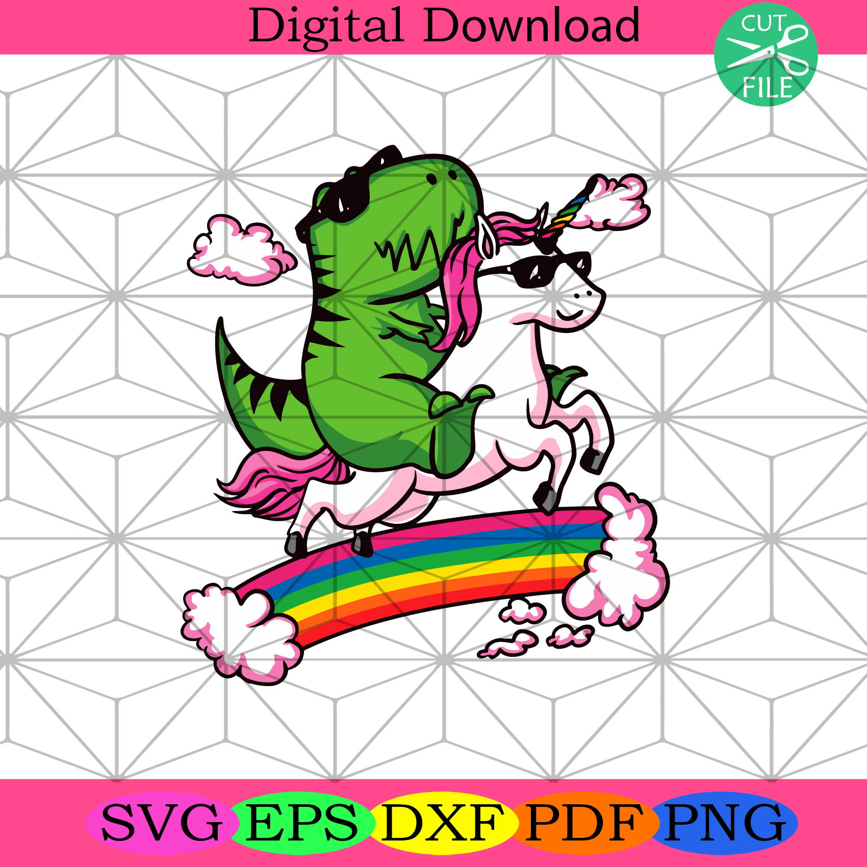 Dinosaur Riding Unicorn Svg Trending Svg, T Rex Svg, Dinosaur Svg