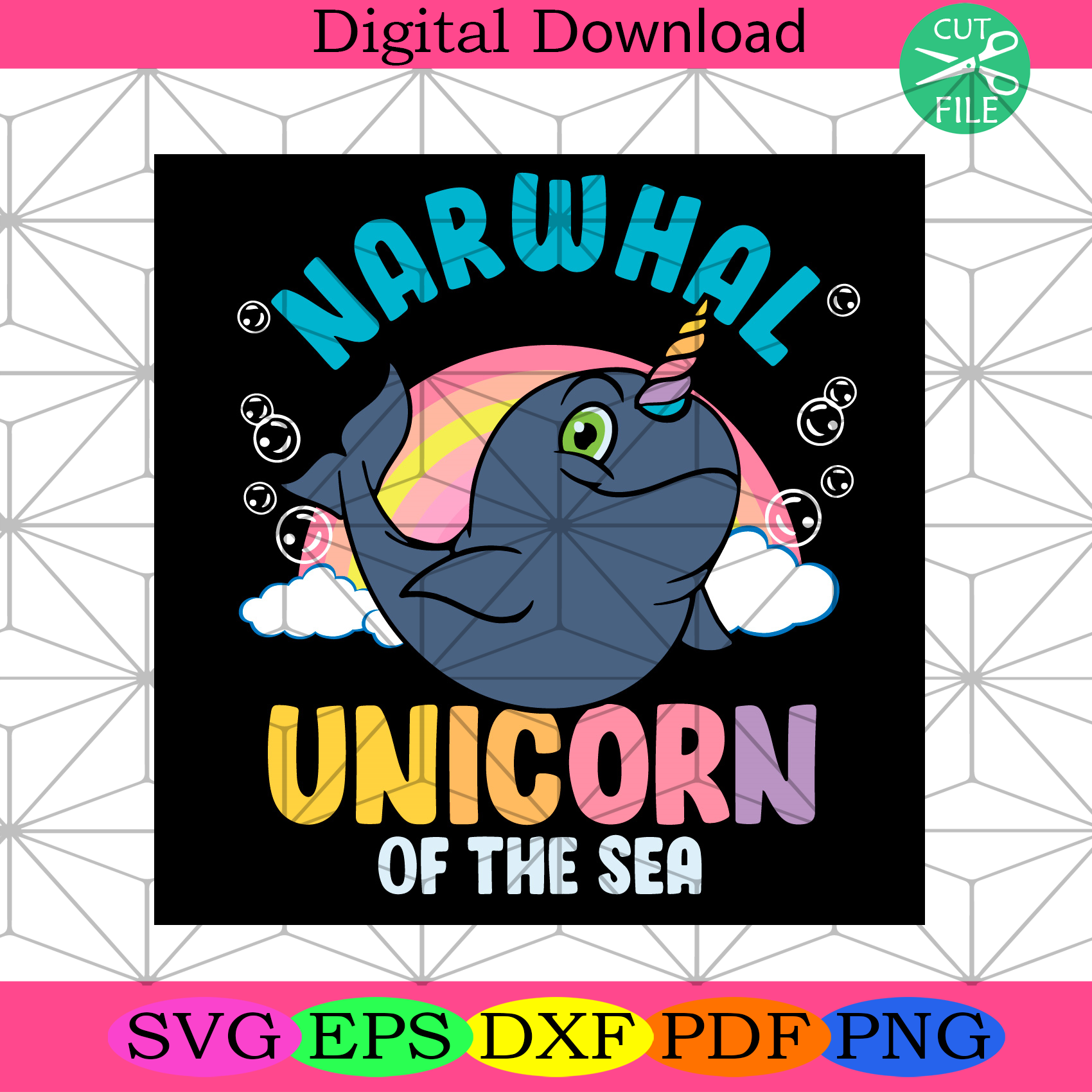 Narwhal Unicorn Of The Sea Svg Trending Svg, Whale Svg, Narwhal Svg