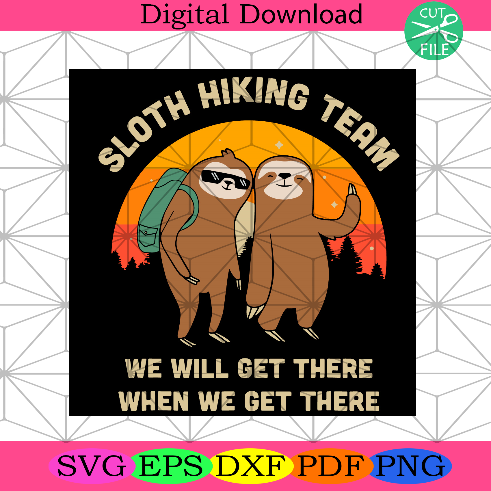 Sloth Hiking Team Svg Trending Svg, Sloth Svg, Sloth Hiking Svg