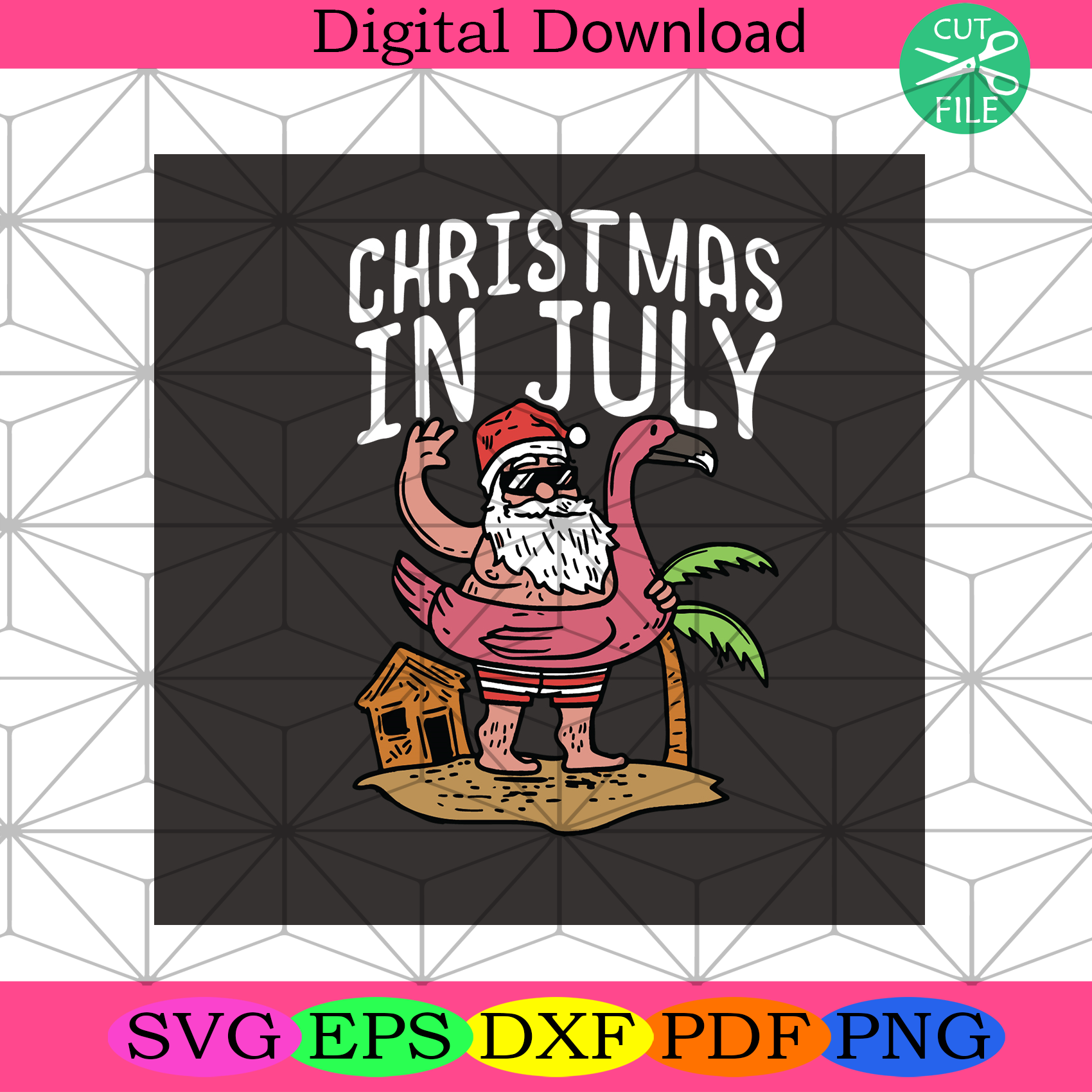 Download Christmas In July Santa Flamingo Svg Trending Svg Summer Times Svg Silkysvg