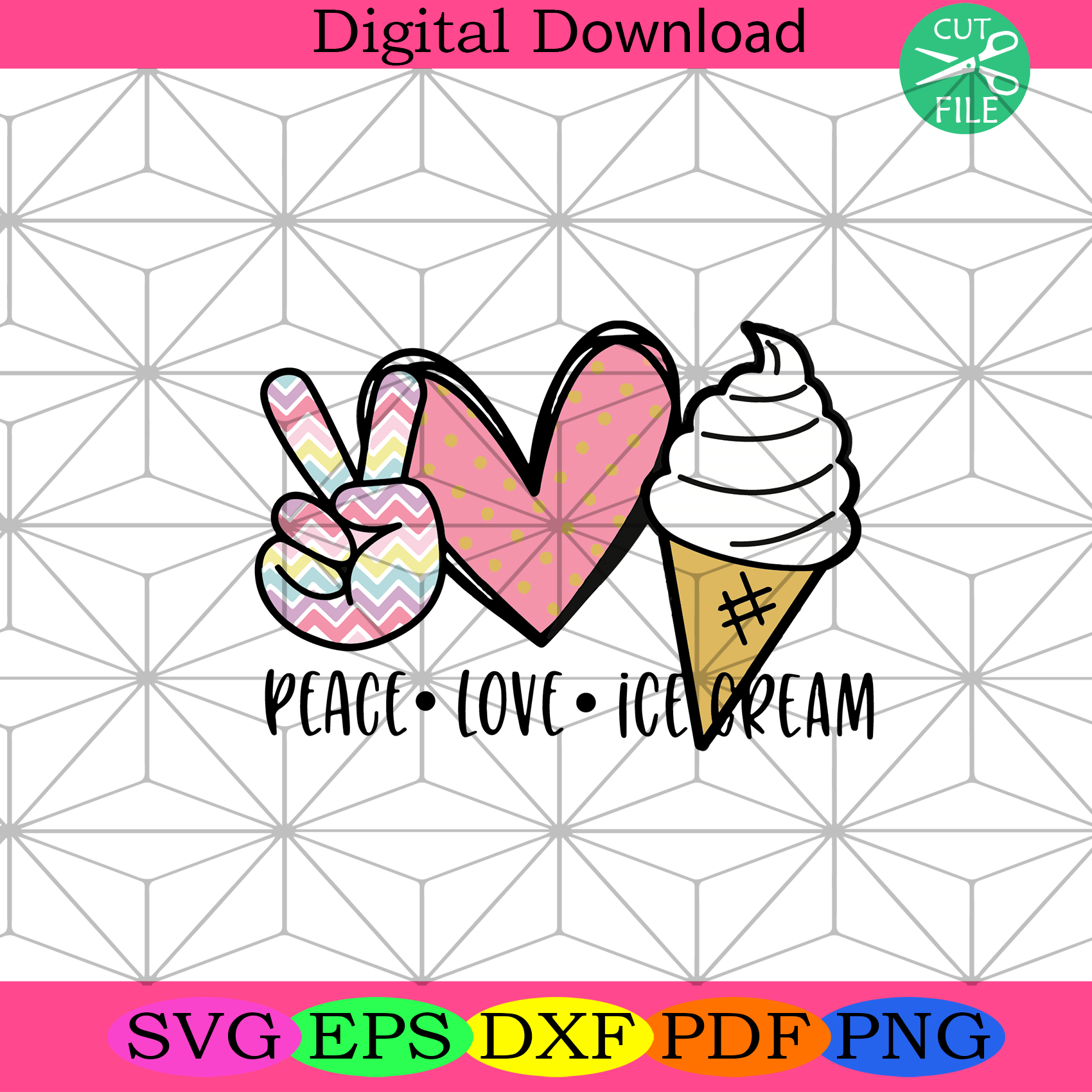 Peace Love Ice Cream Svg Trending Svg, Summer Svg, Summer Vibes Svg