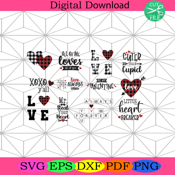 Download Valentine Bundle Svg Valentine Svg Plaid Valentine Svg Plaid Heart Silkysvg