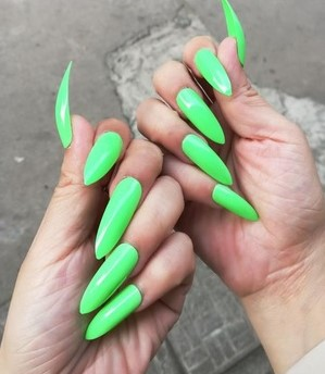 neon green stiletto nails