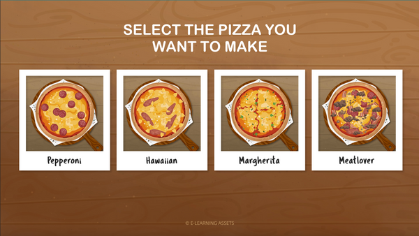 e-Learning assets Storyline pizza game