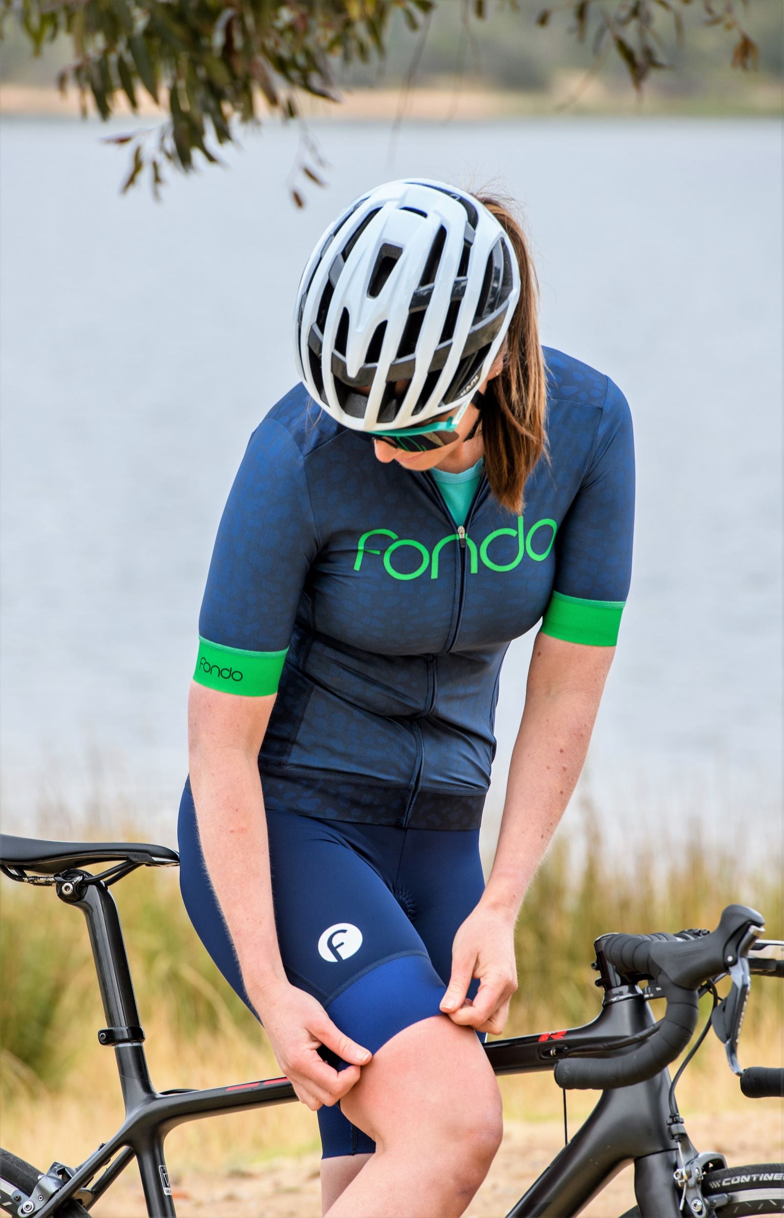 Women's Cycling Bibs l High Density Chamois l Navy & White Logo