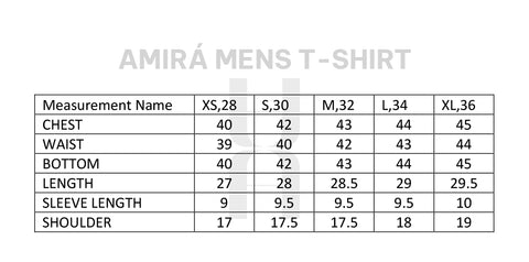 T-shirt size chart