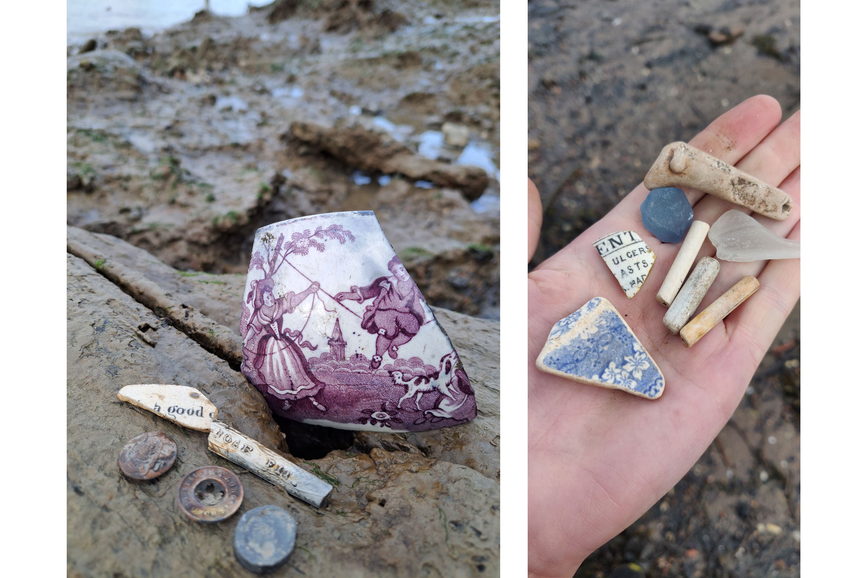 Old pottery and other fragments found off the River Thames