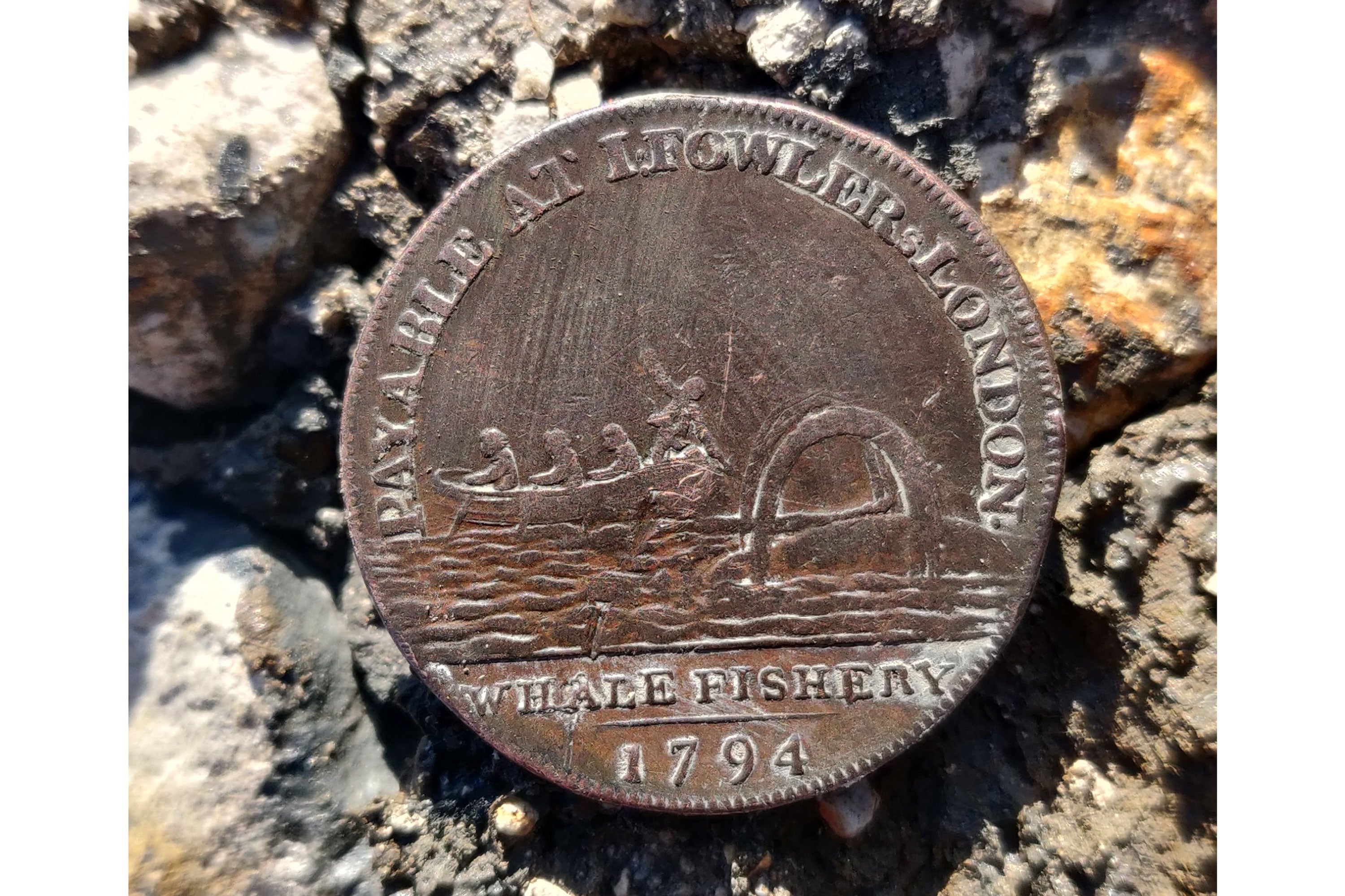 Rückseite der Münze von John Fowlers Walfischerei