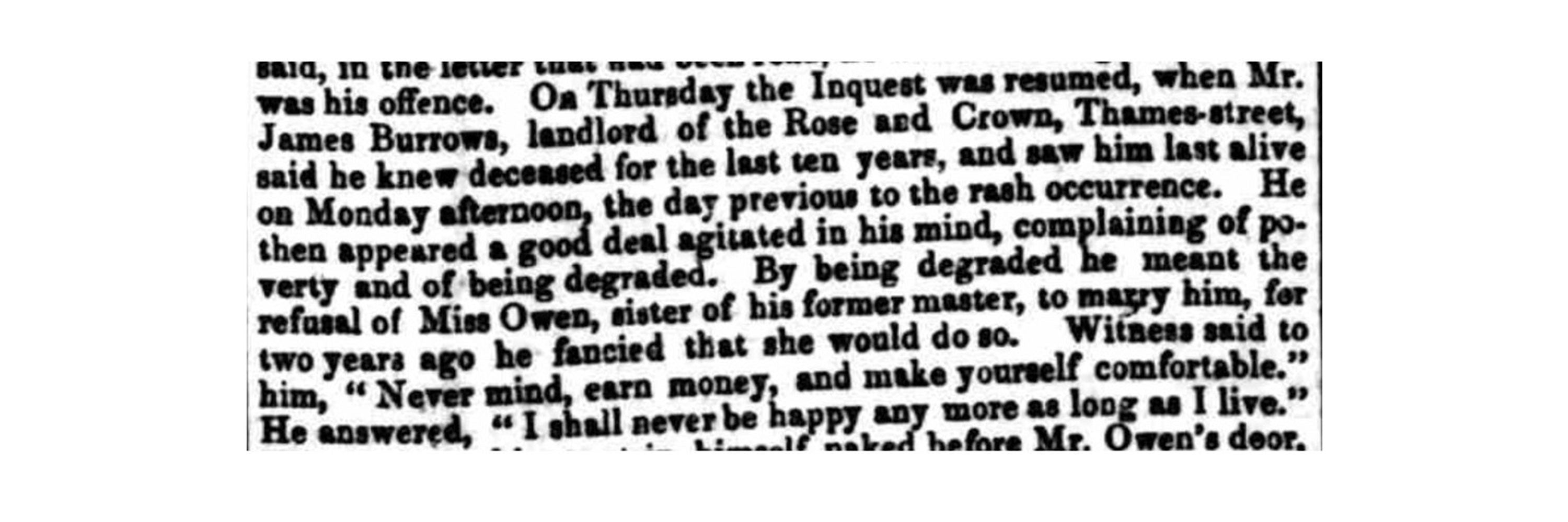 Artikel einer Londoner Zeitung vom 26. April 1840