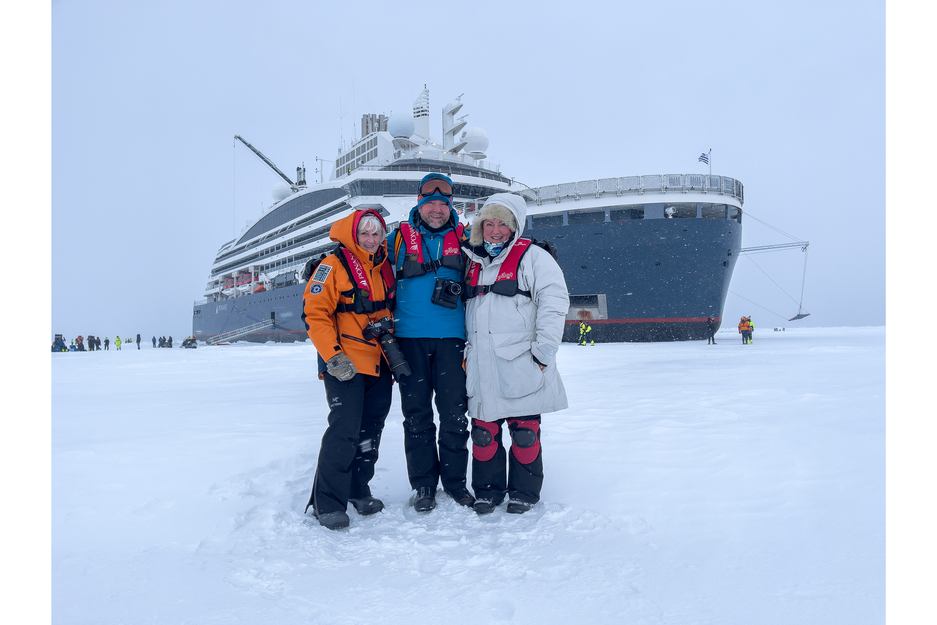 Sue Flood at North Pole with friends.