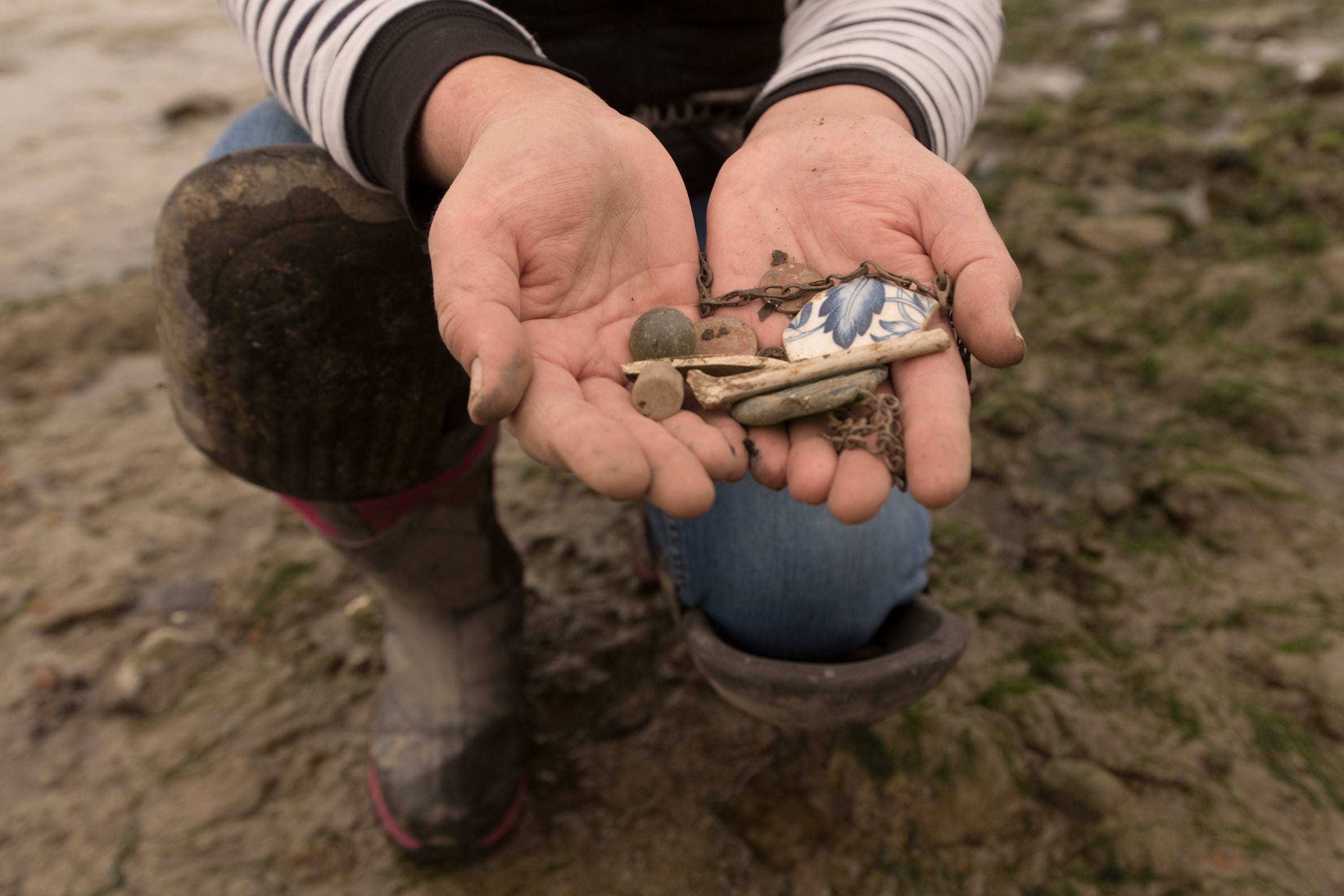 Nicola with a collection of finds in her hands