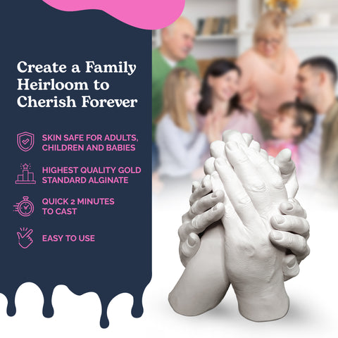 Edinburgh Family Hand Casting Kit for 4 - Premium DIY Hand Hold Statue Kit  for Mothers Day, Valentines, Family or Pregnancy Gift, Baby Shower, or Fun