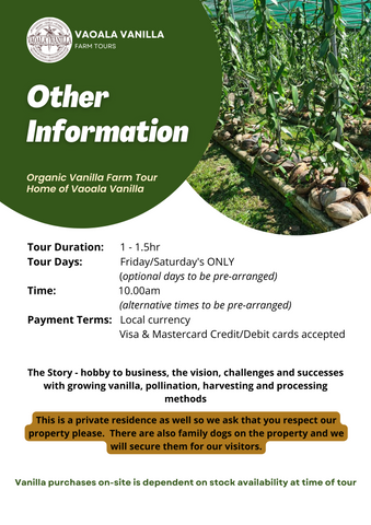 vanilla farm tour in Samoa - flyer page 2