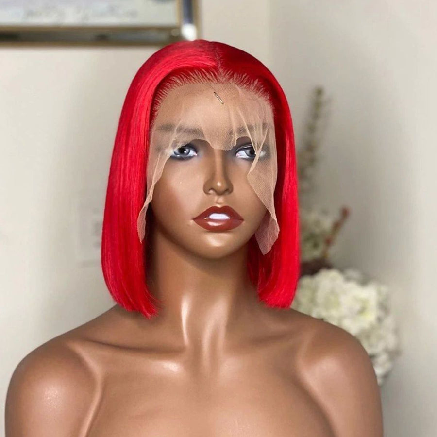 13×6-Lace-Frontal-Bob-Wigs-Red -Straight