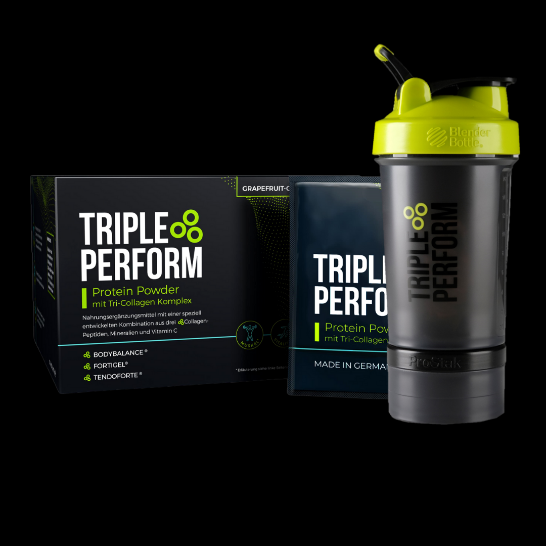 TRIPLE PERFORM - Protein Collagen Pulver - Das Original mit 3 patentierten  Markencollagenen. 1-MONATSRATION Kollagen Pulver - Geschmack: Grapefruit