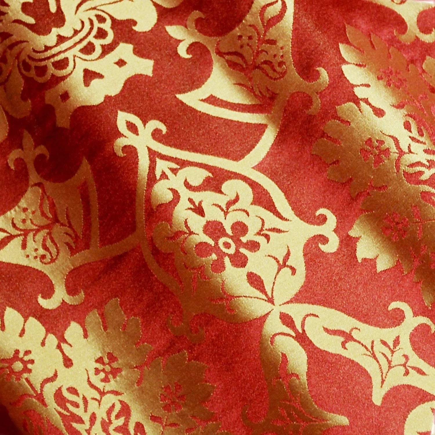 'Gothic' silk damask in Sarum Red & Gold