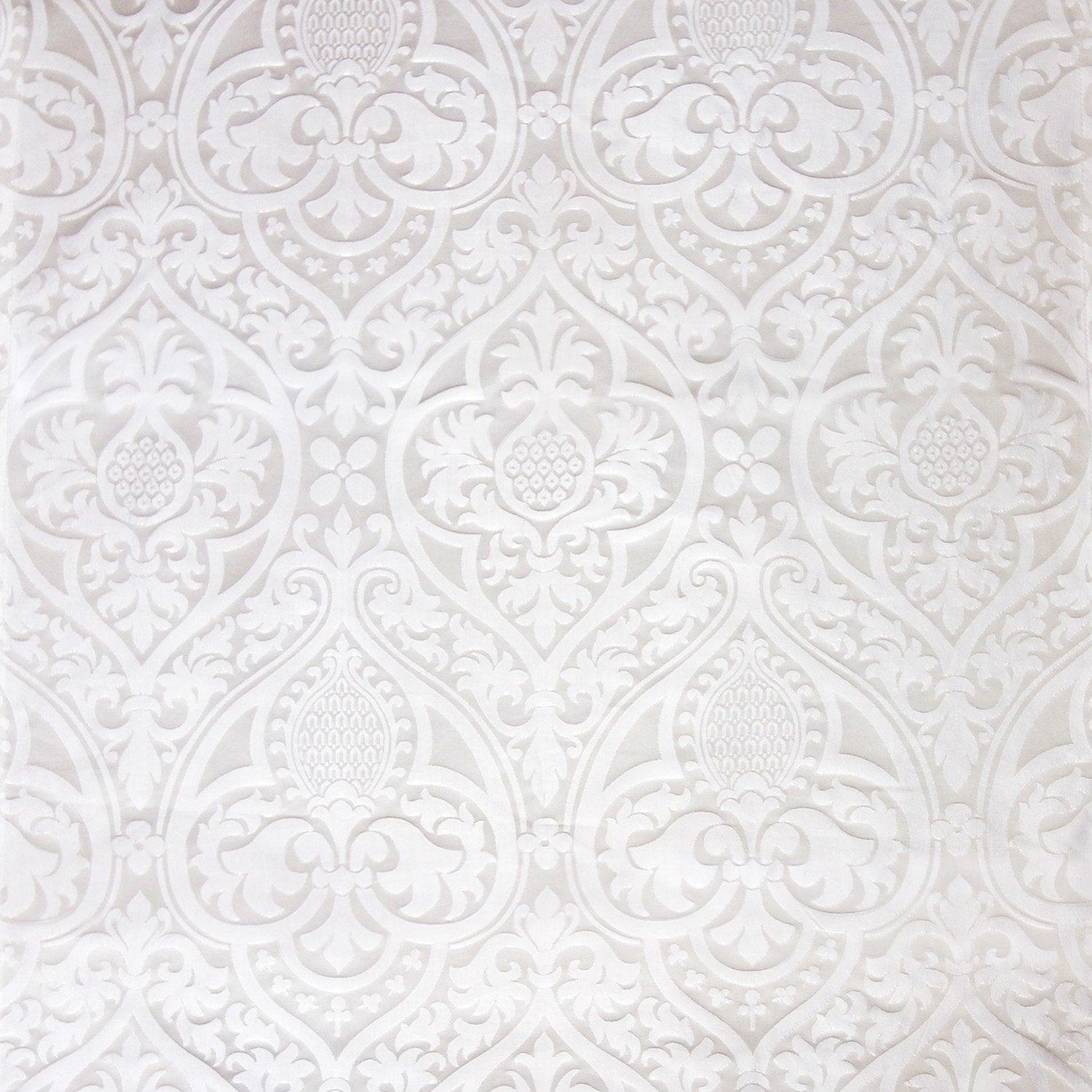 Pugin White Damask Fabric | White Pugin Textile – Watts & Co.