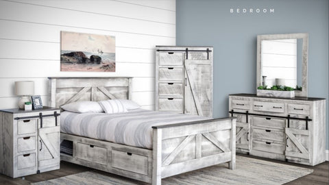 barn door storage distressed white pine bedroom set honorwood slate 