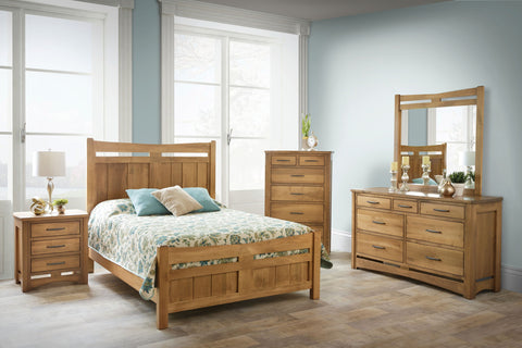 rustic hickory american made solid wood bedroom set mirror dresser chest