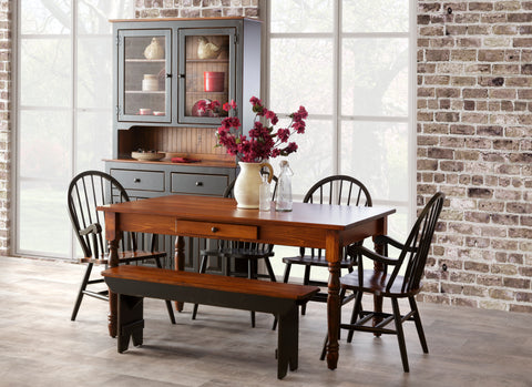 solid wood pine honorwood dining set table chairs hutch