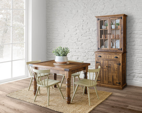 rustic modern casual dining china cabinet table chairs