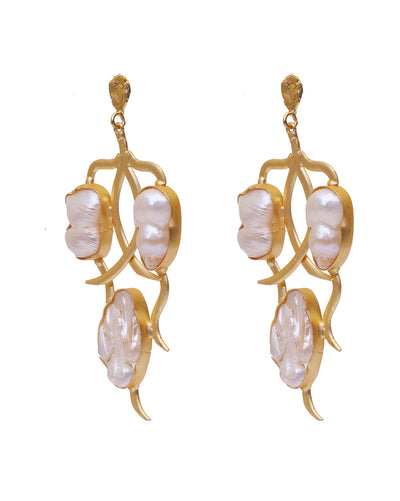 Baroque Pearl earrings with Matte gold polish