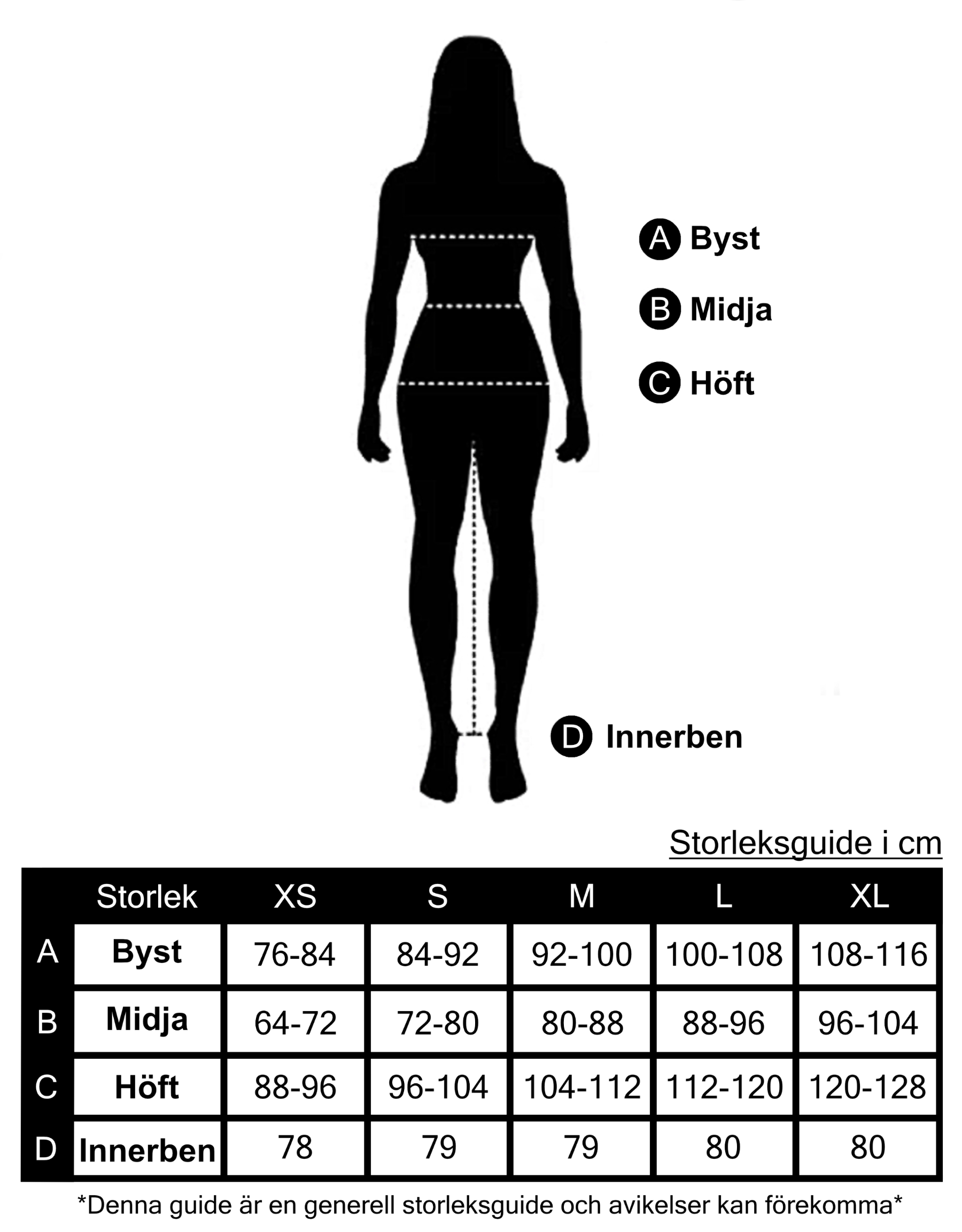 Size guide mokk sportswear