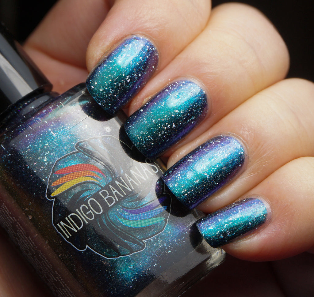 Nature of Your Reality - teal/bright green-blue multichrome linear hol ...