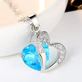 6 Colors Heart Crystal Pendant Necklace