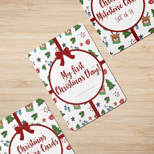 Christmas Milestone Cards for Baby - Set of 14