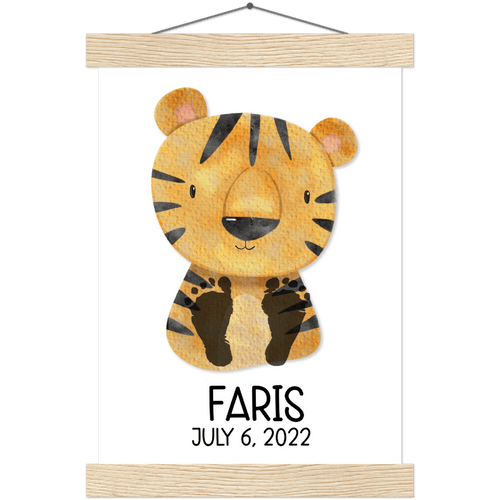 Baby Footprints Personalized Hanging Poster - Tiger