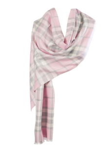 CASHMERE/ SILK TARTAN LIGHTWEIGHT STOLE THOMSON PINK