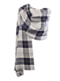 CASHMERE/ SILK TARTAN LIGHTWEIGHT STOLE BANNOCKBANE SILVER