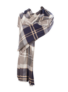 BRUSHED TARTAN COTTON SCARF BANNOCKBANE SILVER