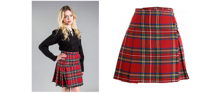 LADIES DELUXE TARTAN KILTED SKIRT STEWART ROYAL