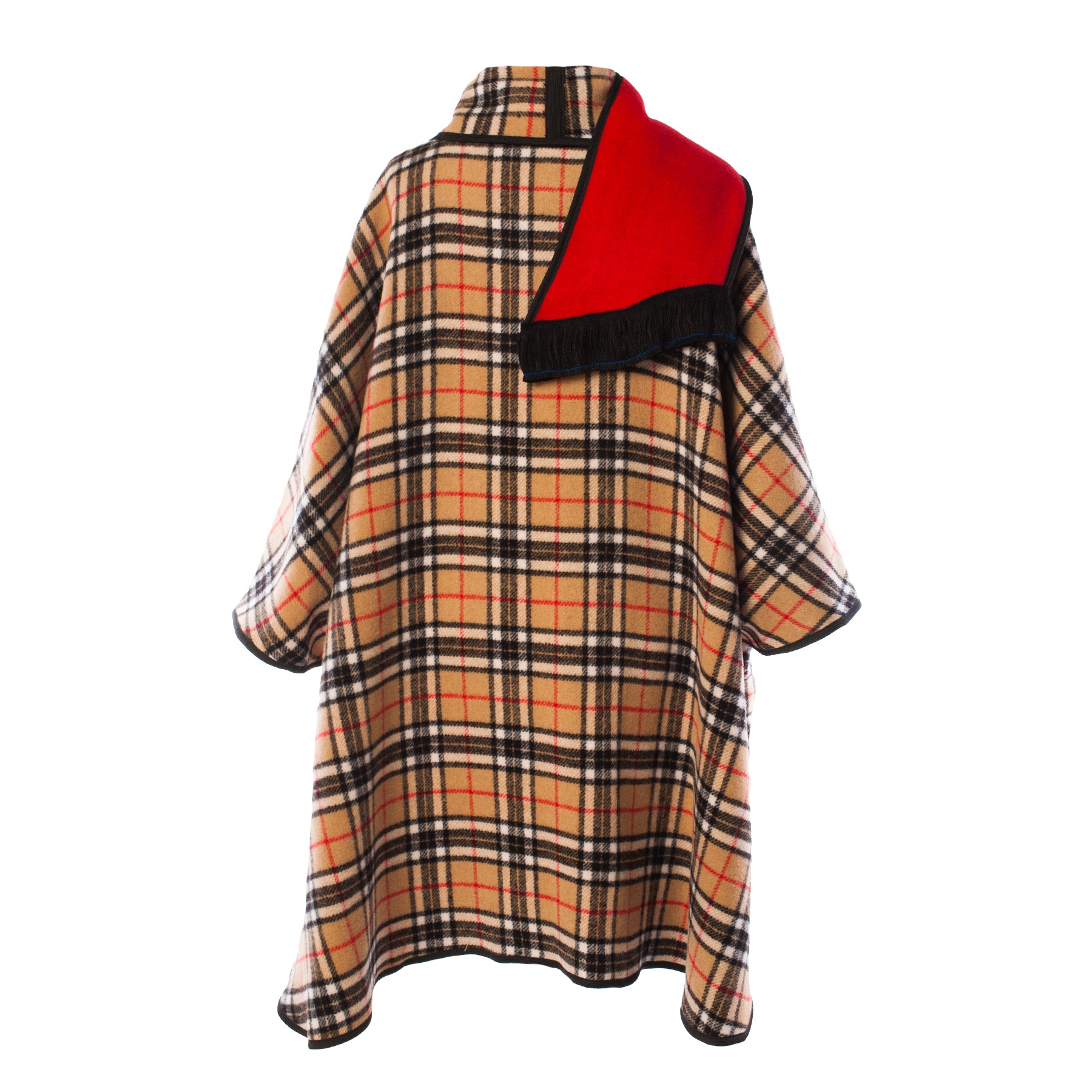 Ladies Wool Blend Reversible Cape Red | Dunedin Cashmere