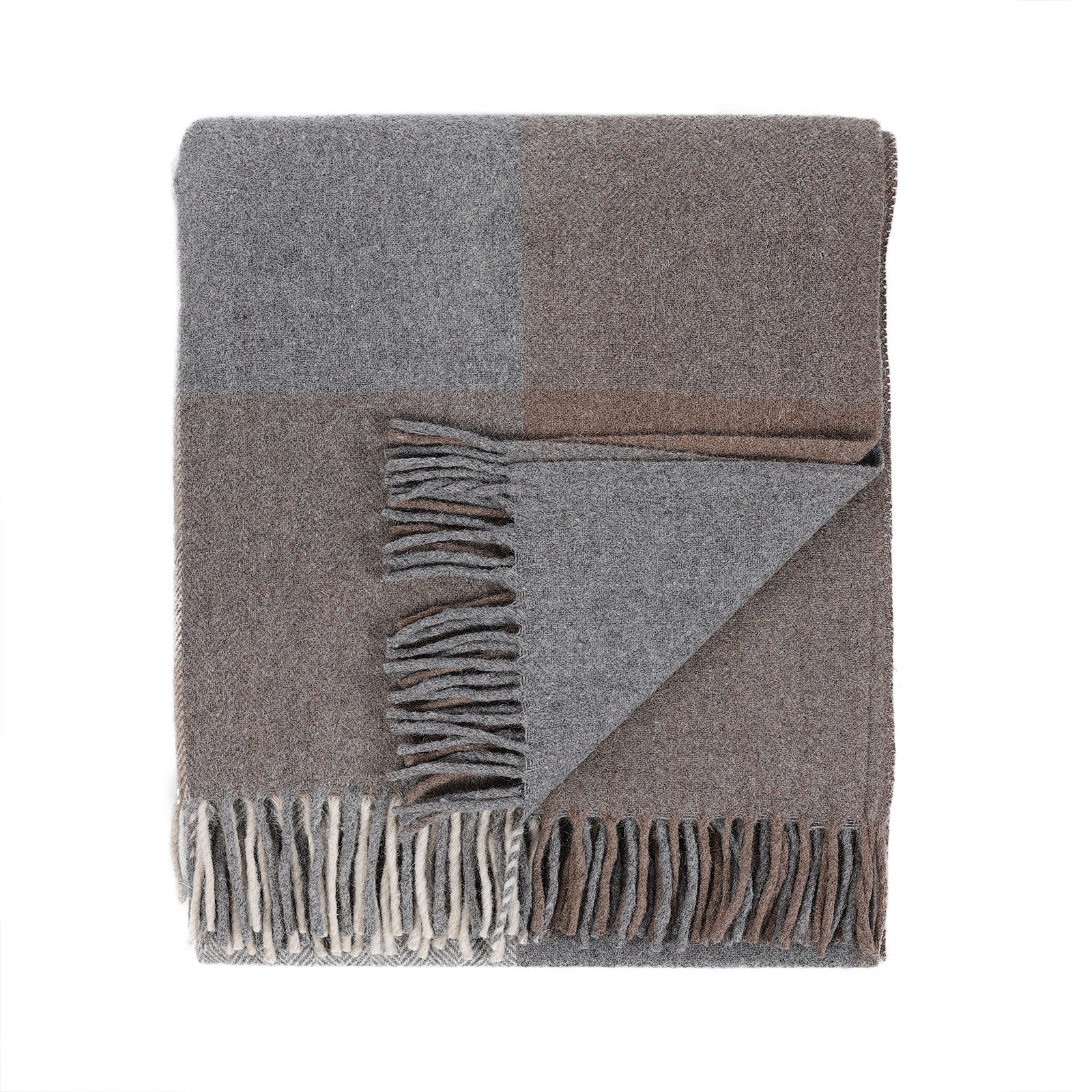 Block Check Herringbone Blanket Light Natural | Dunedin Cashmere