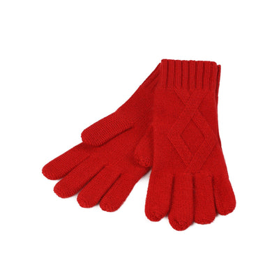 Ladies Racking Rib Detail Glove Cardinal - Dunedin Cashmere