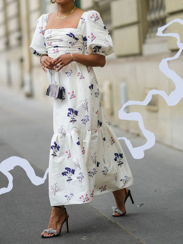 floral print on white - cottagecore fashion trend