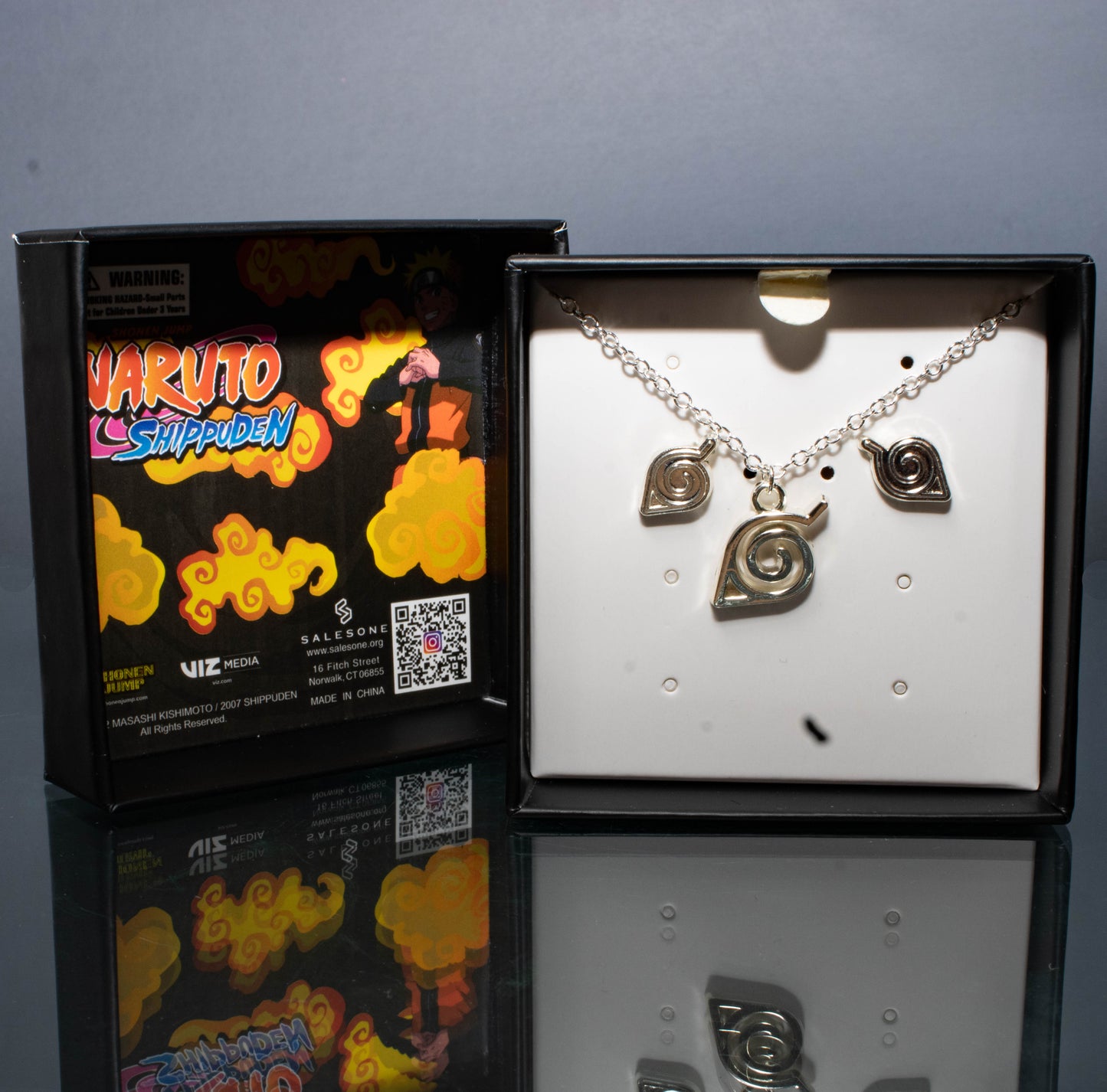 Naruto First Hokage Necklace With Nine Tail Pin Set Collector's Box