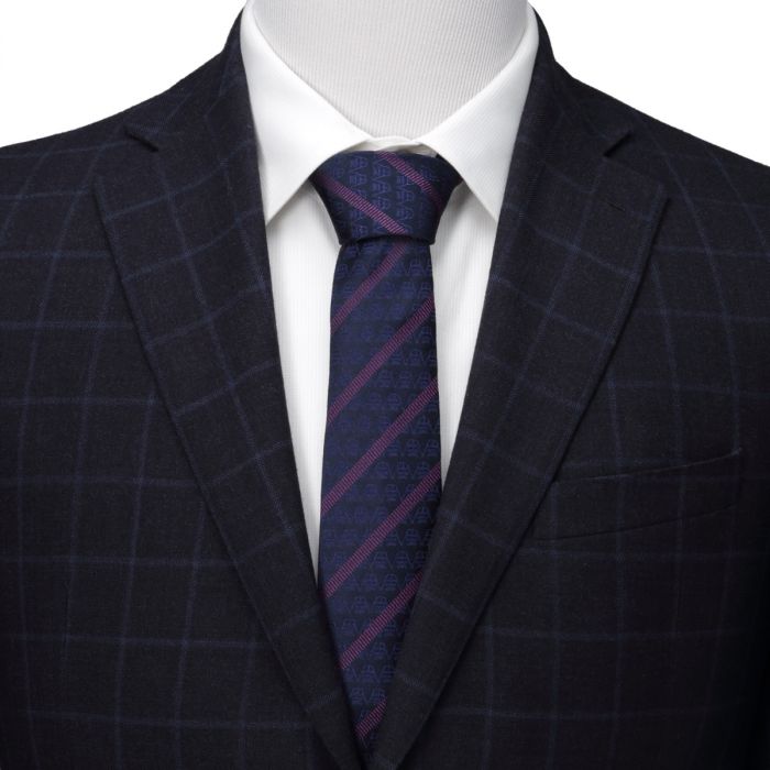 Dark Red / Navy Stripes & Emblem Tie - Regular and Long - Knights