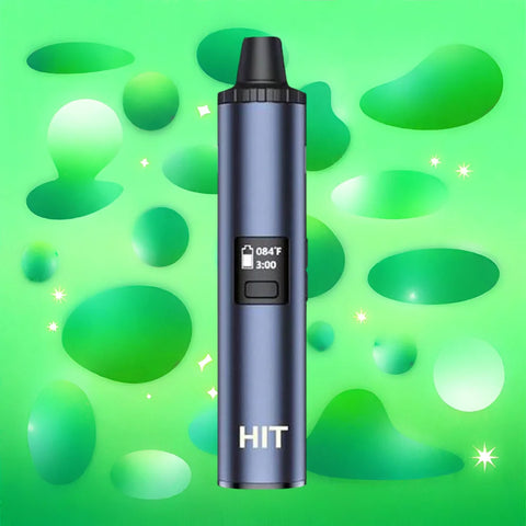 Yocan Hit Dry Herb Vaporizer with funky green background.
